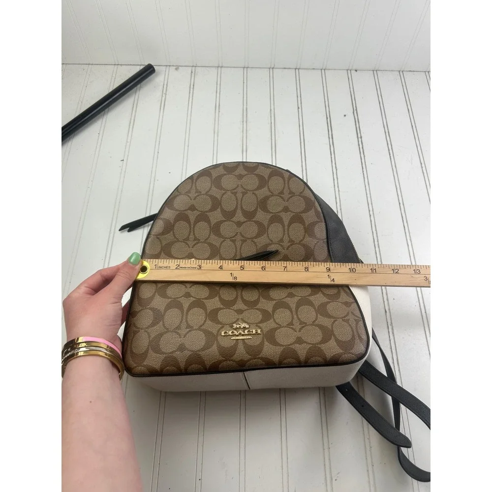 Coach Brown Signature Canvas Mini Backpack with Black Trim